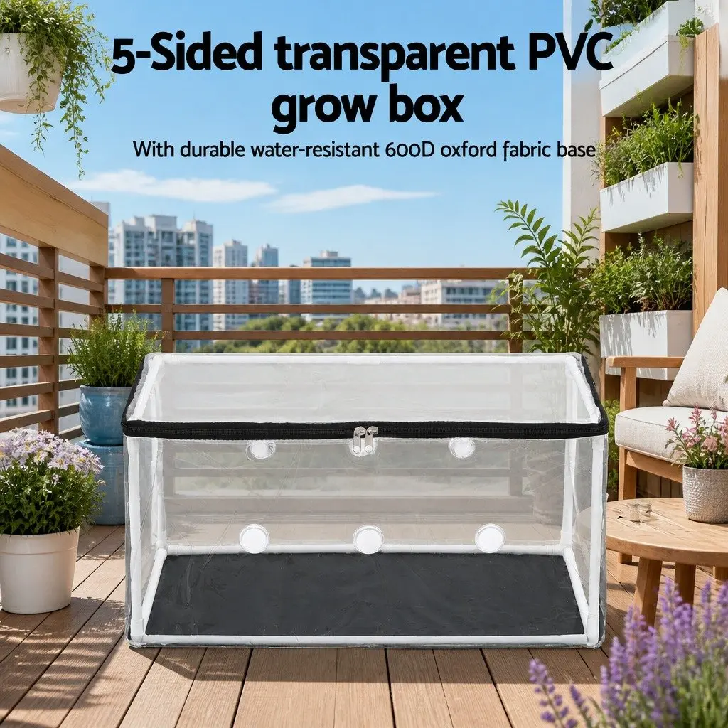 Mini Greenhouse PVC 50x25x25cm Transparent Black Portable Plant Protector