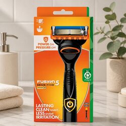 Motorised Razor Power Handle Sensitive Skin Shaving System with 2 Blade