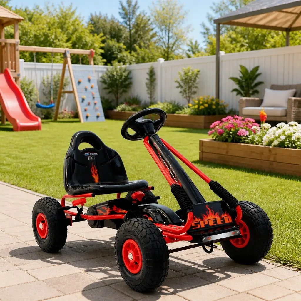 Red Kids Go Kart for Outdoor Racing Fun