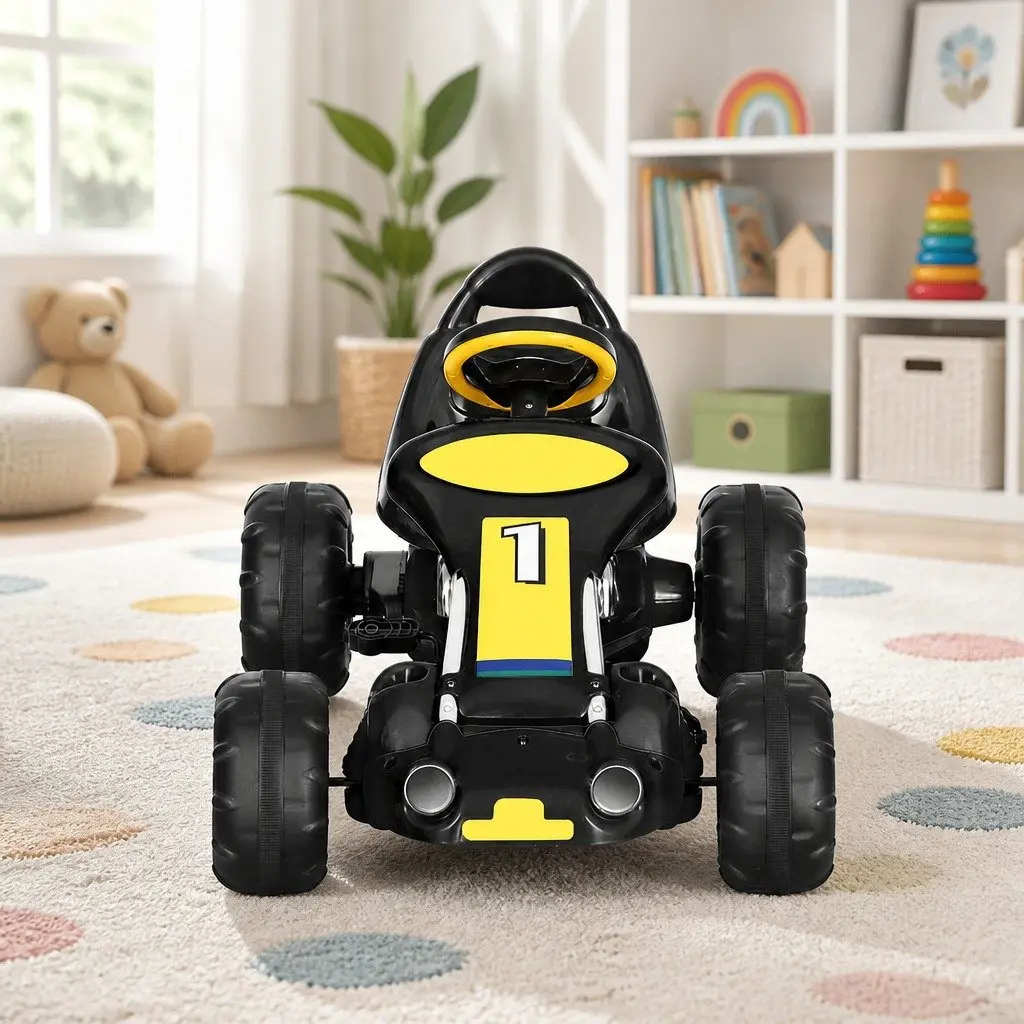 Kids Pedal Go Kart Ride On Racing Car Toy Plastic Tyre Black 3+ Years