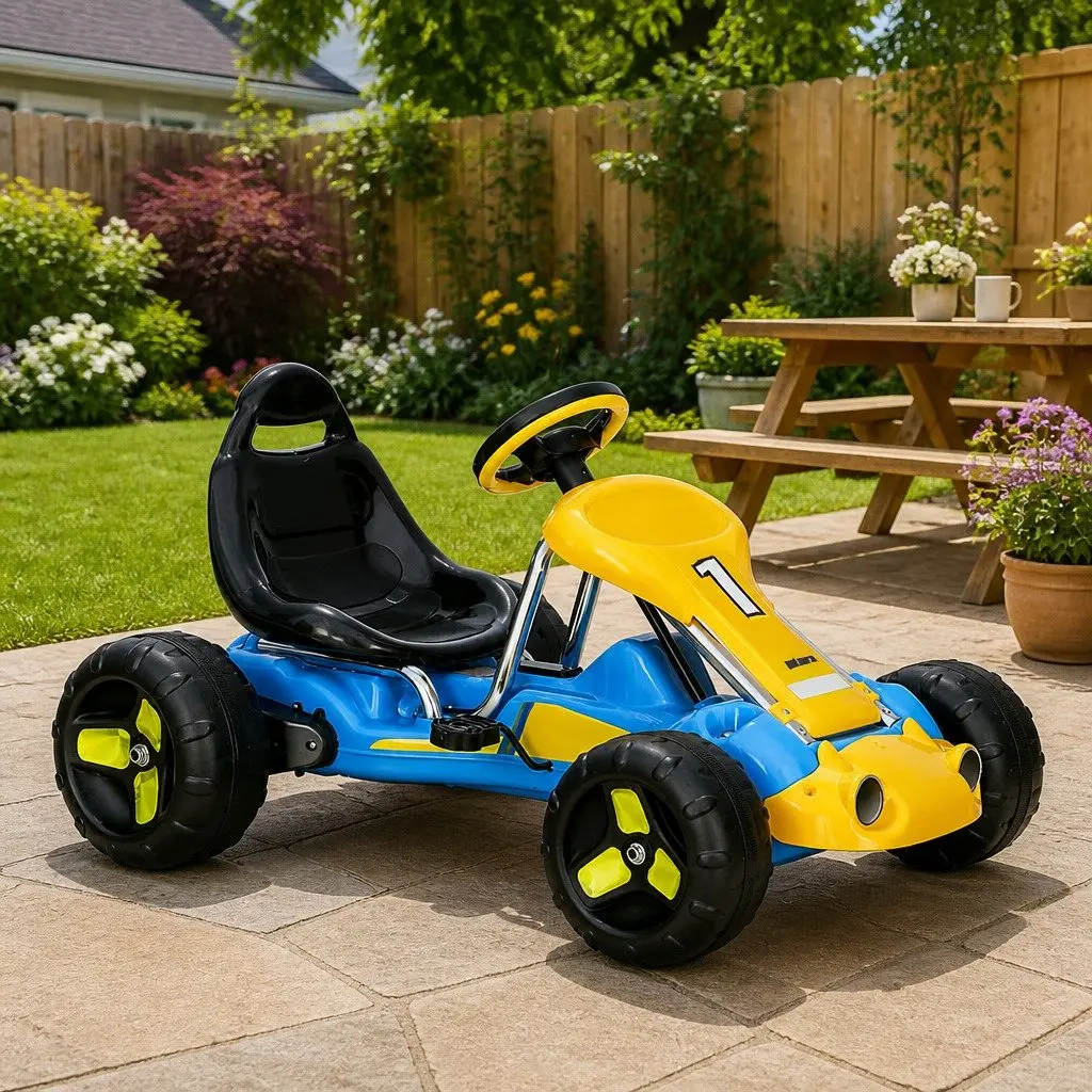 Blue Kids Pedal Go Kart for Outdoor Racing Fun