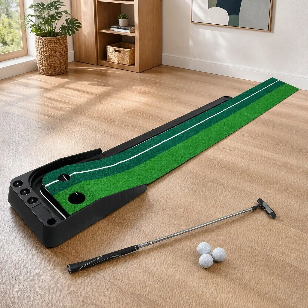 Golf Putting Mat ABS 250cm Green and Black