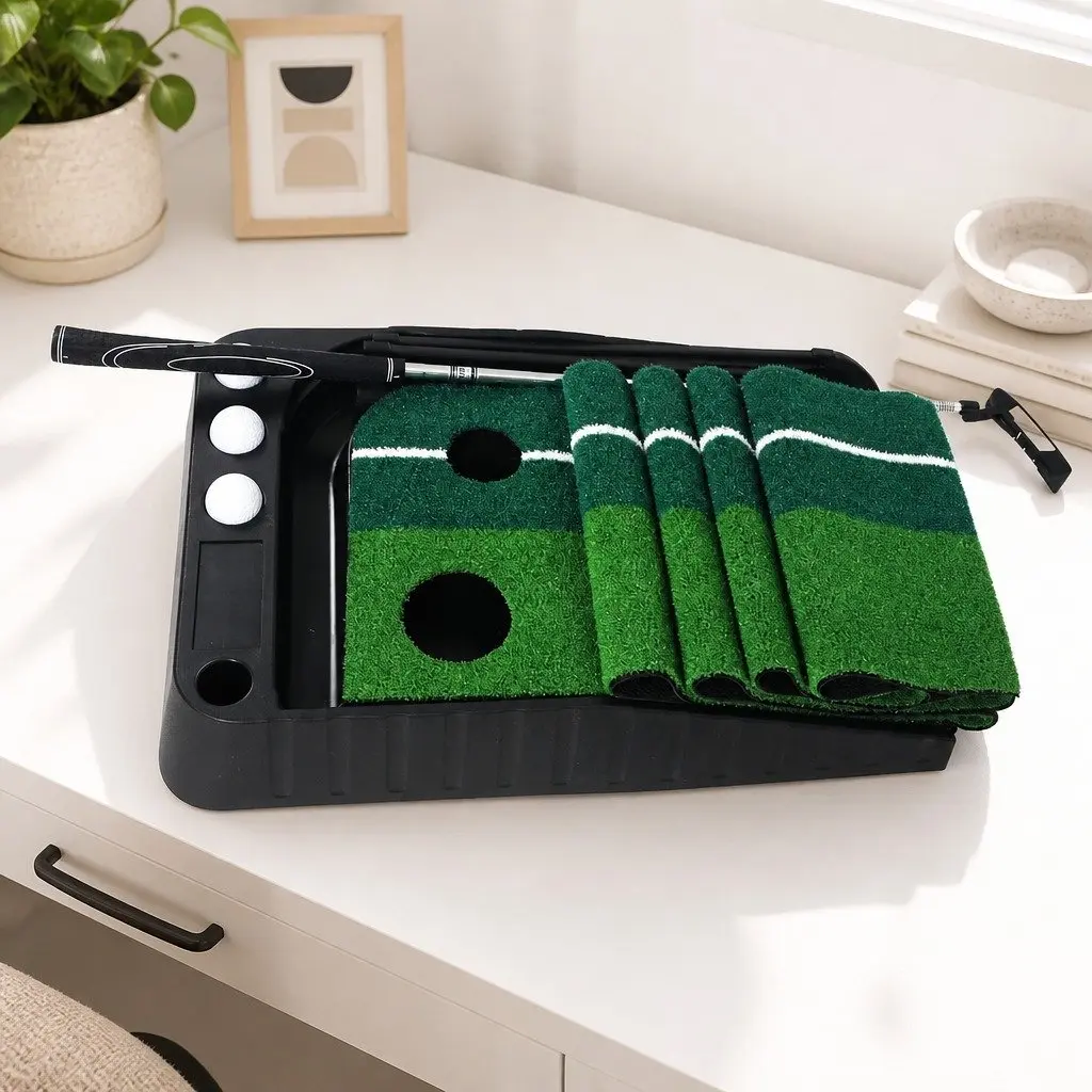 Golf Putting Mat ABS 250cm Green and Black