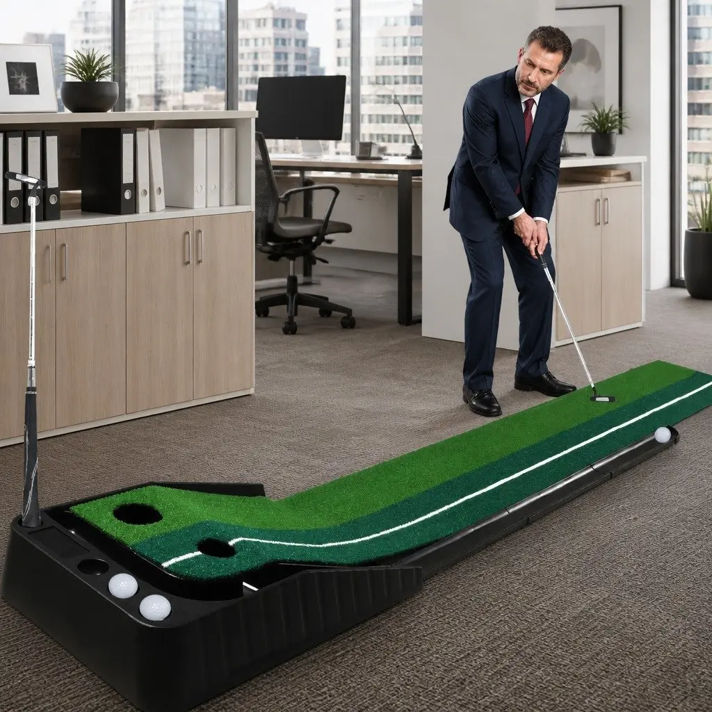 Golf Putting Mat ABS 250cm Green and Black