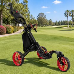 Durable 3-Wheel Golf Trolley Cart with Umbrella Stand