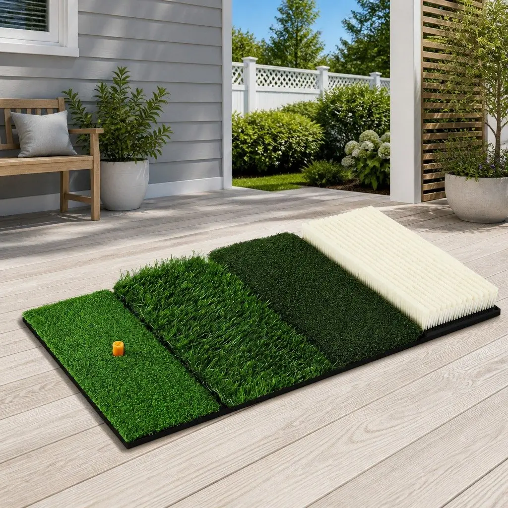 Golf Hitting Mat 4 in 1 Foldable Turf Training Aid 75cm Green