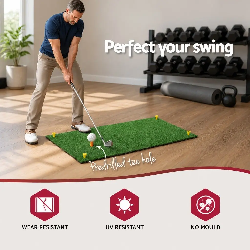 Golf Hitting Mat Portable 60x30cm Green