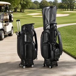 Premium Black Rolling Golf Cart Bag with Spinner Wheels