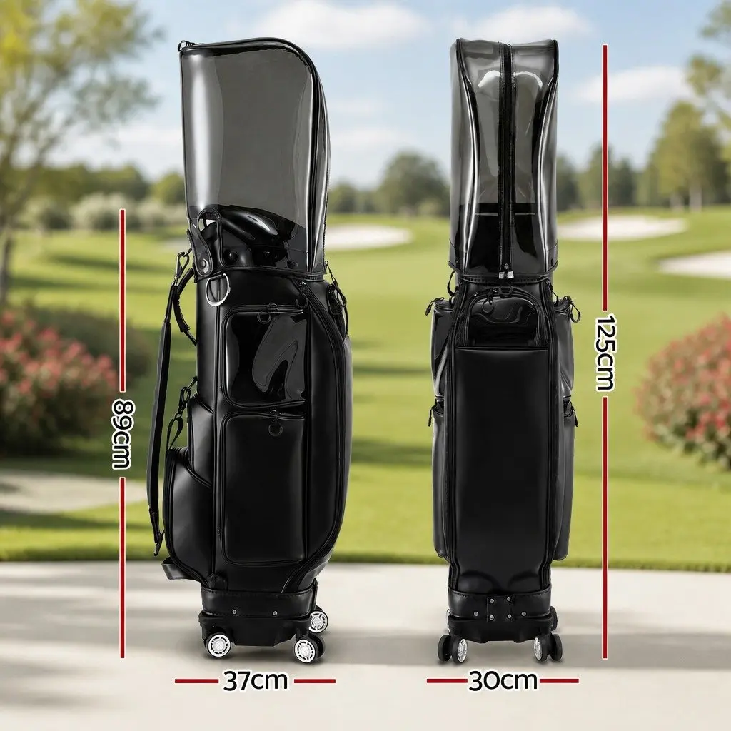 Black Rolling Golf Cart Bag with Spinner Wheels