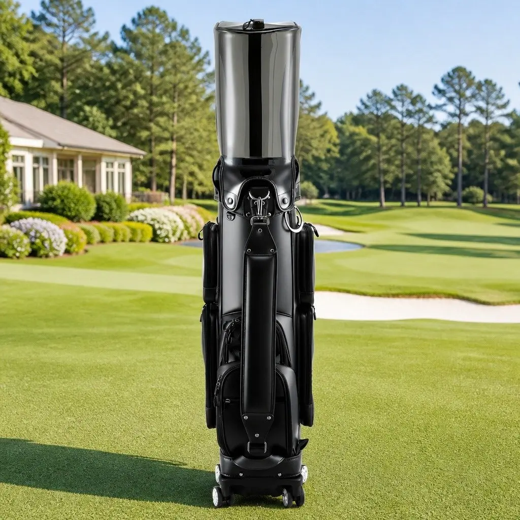 Black Rolling Golf Cart Bag with Spinner Wheels