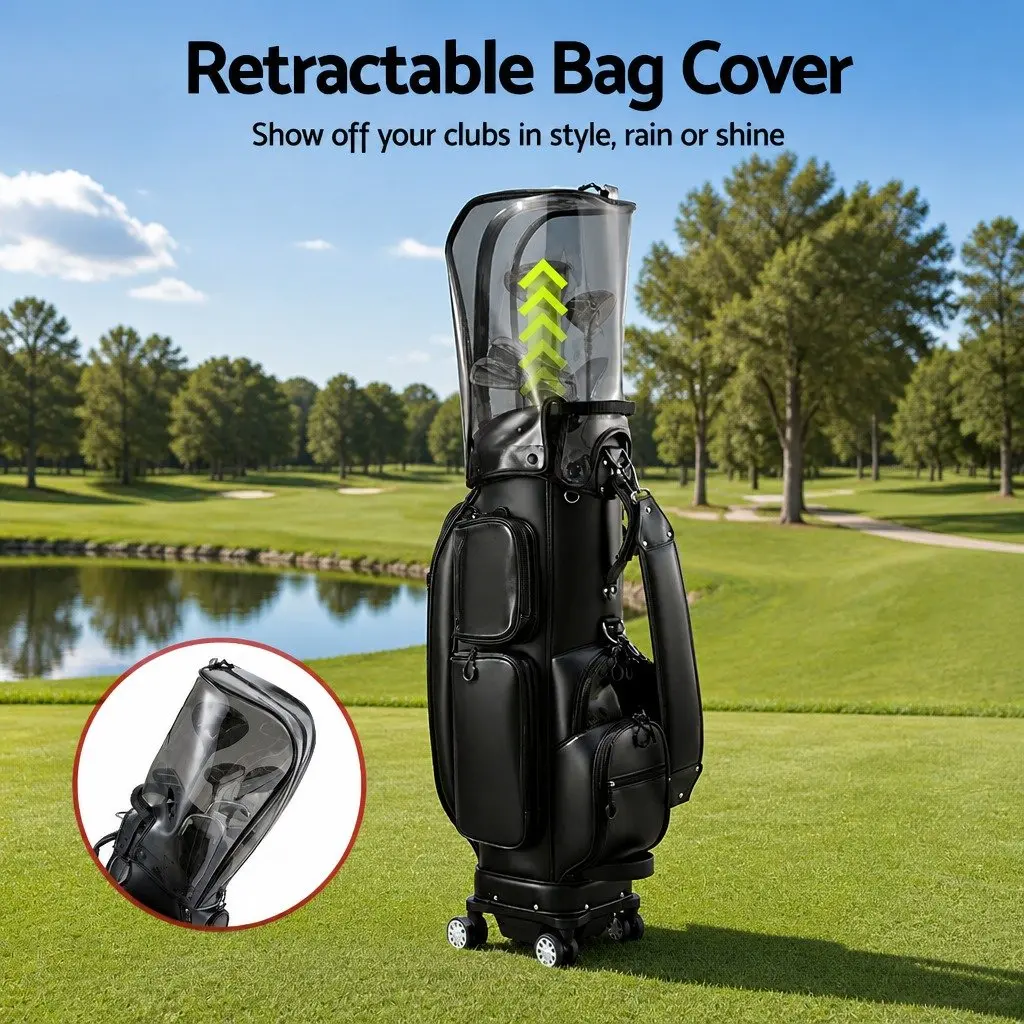 Black Rolling Golf Cart Bag with Spinner Wheels