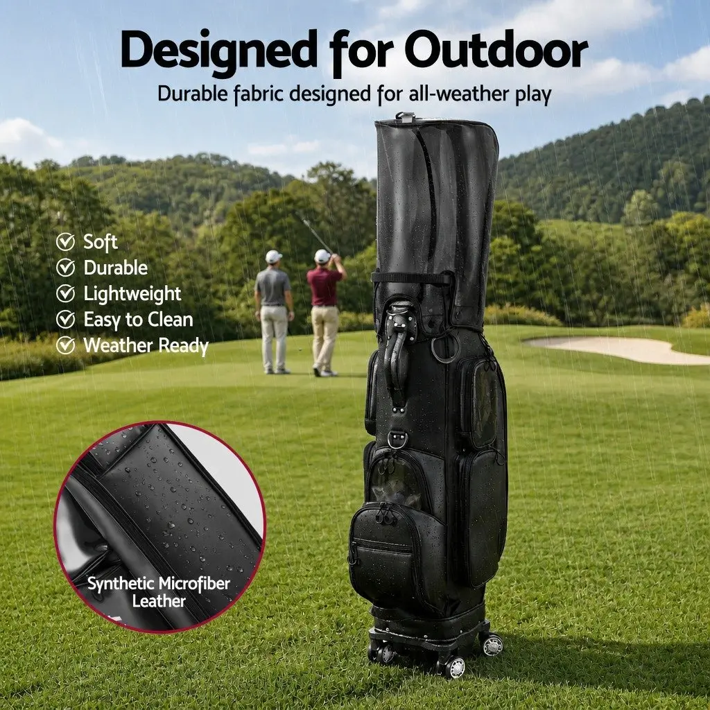 Black Rolling Golf Cart Bag with Spinner Wheels