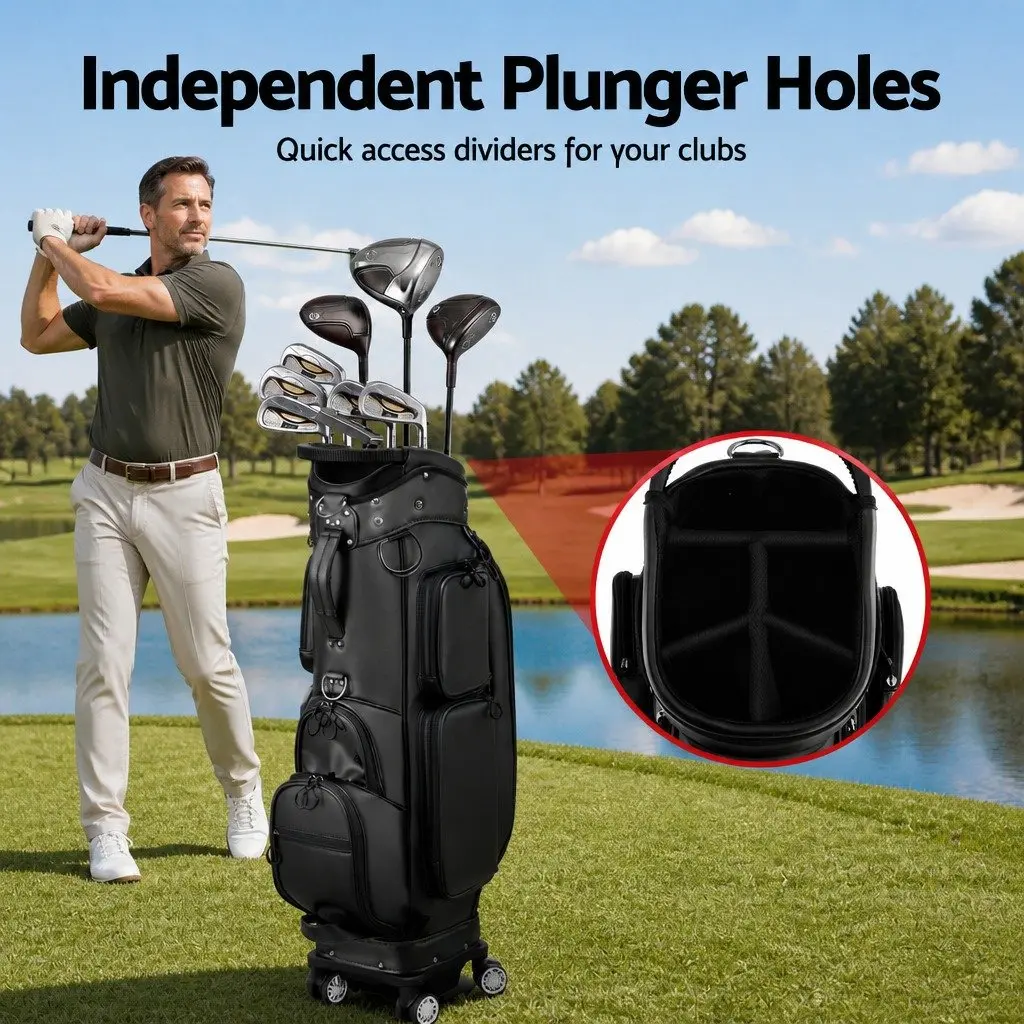 Black Rolling Golf Cart Bag with Spinner Wheels
