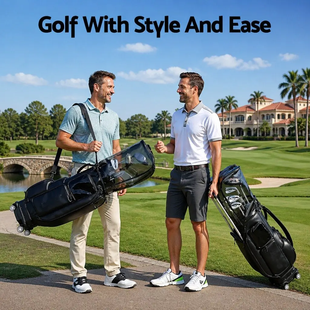 Black Rolling Golf Cart Bag with Spinner Wheels