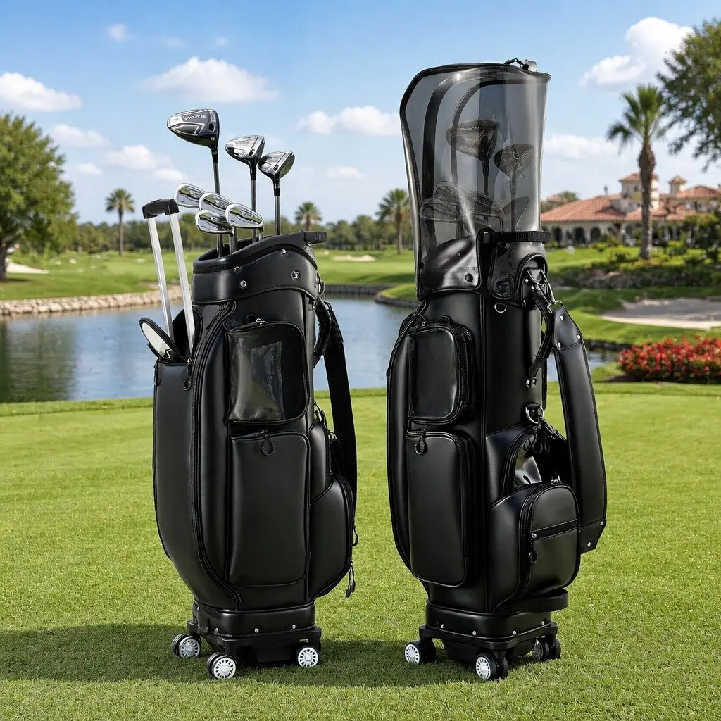 Black Rolling Golf Cart Bag with Spinner Wheels