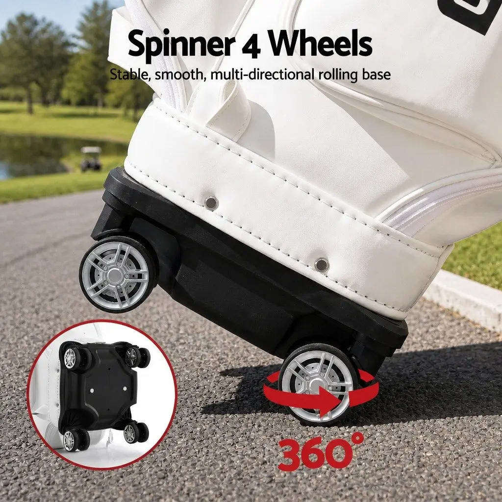 Golf Cart Bag Synthetic Microfiber Leather 37cm x 30cm x 125cm White Multicolour