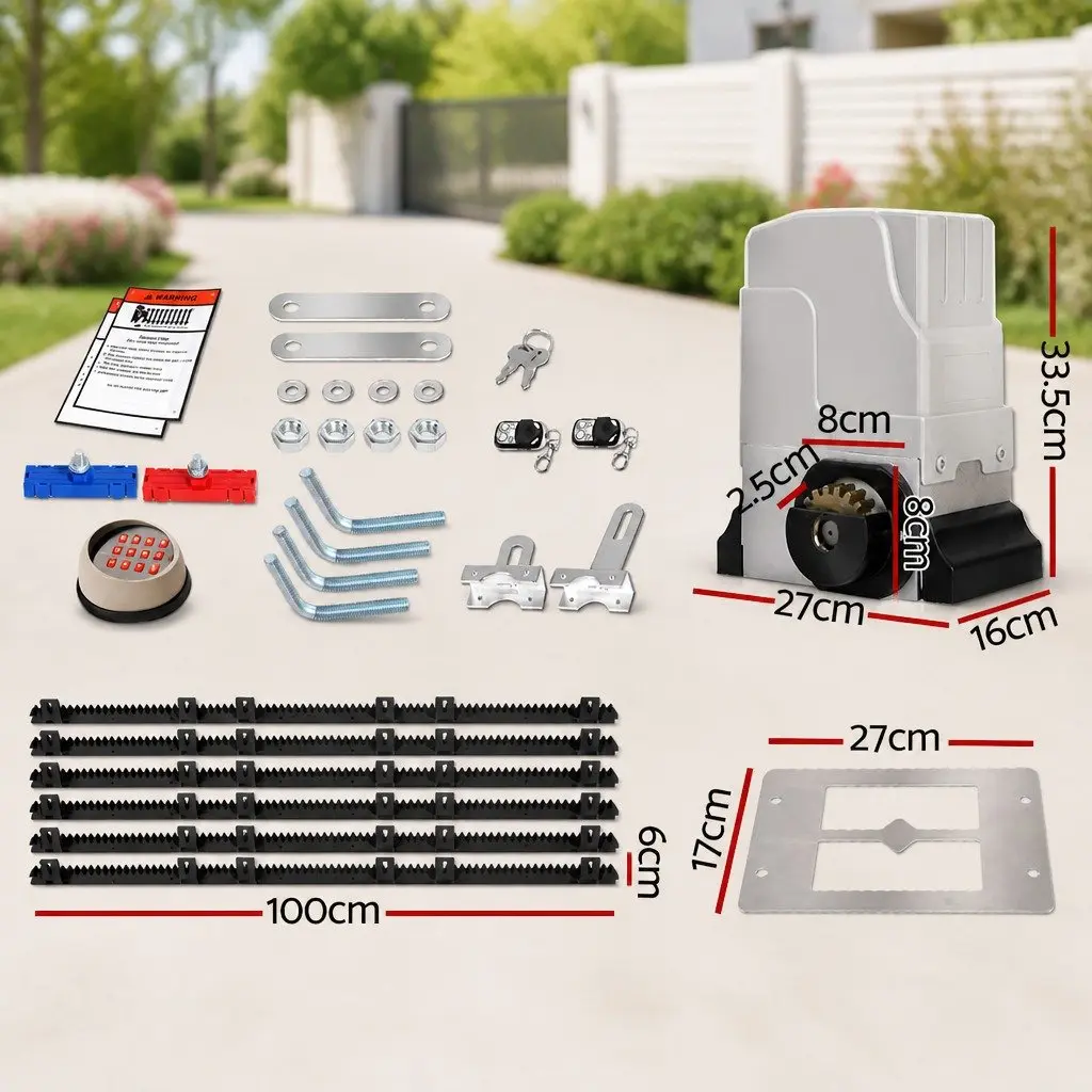 Electric Sliding Gate Opener 550W 6M Rail Grey or Black