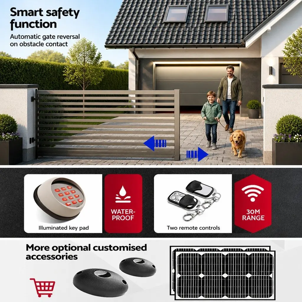 Automatic Sliding Gate Opener Kit with LED Keypad
