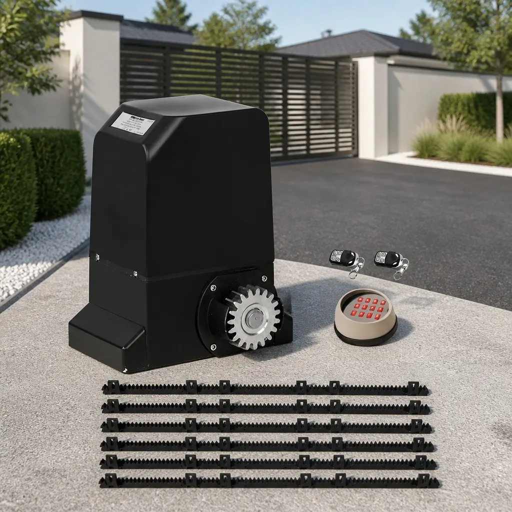 Automatic Sliding Gate Opener Kit 370W Motor 6M Rails LED Keypad
