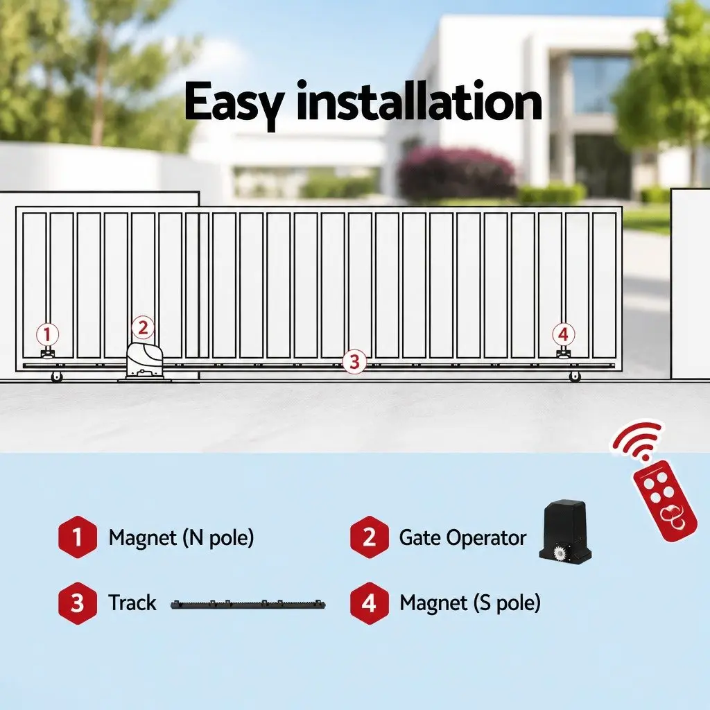 Automatic Sliding Gate Opener Kit 4M Rail
