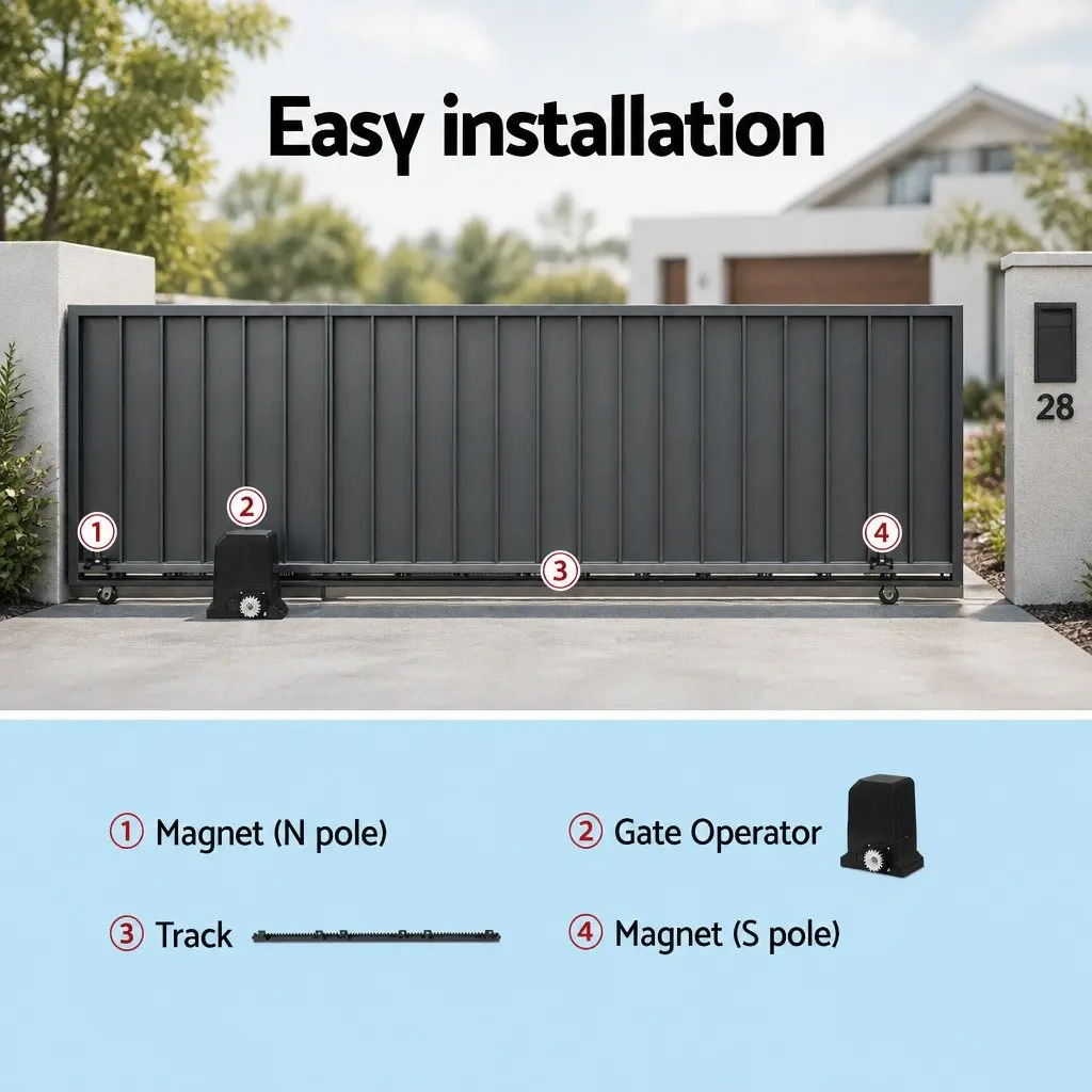 Automatic Sliding Gate Opener Kit 6M 1000KG