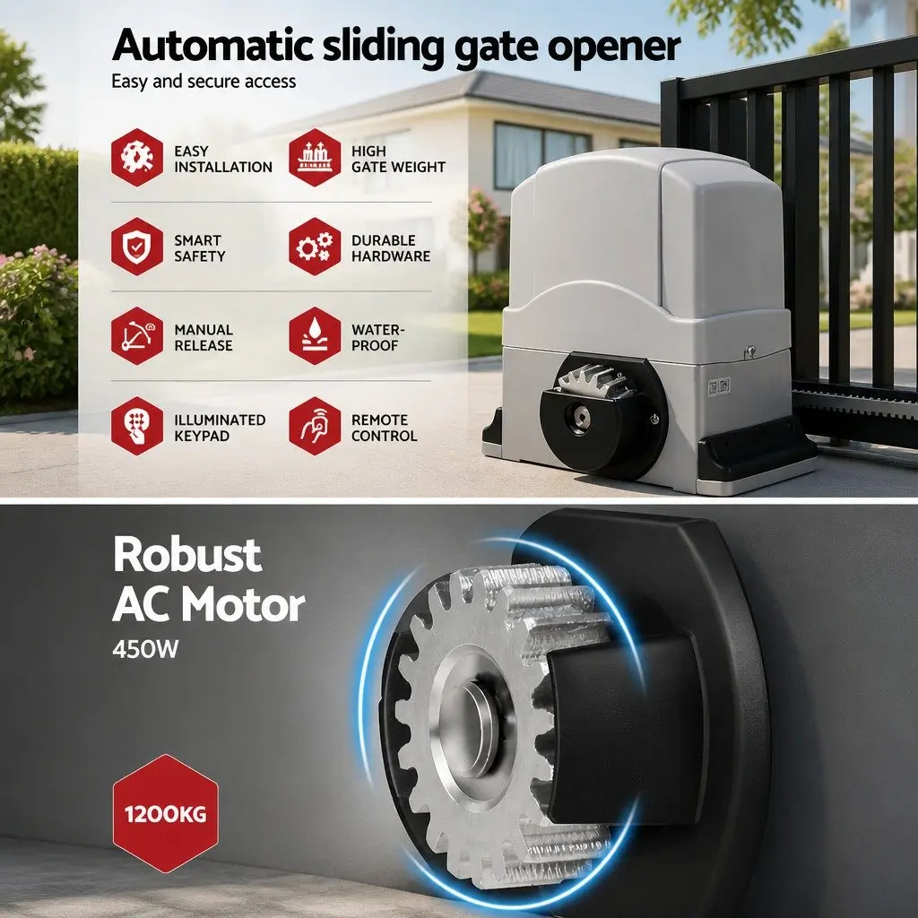 Automatic Sliding Gate Opener Kit 4M Rail