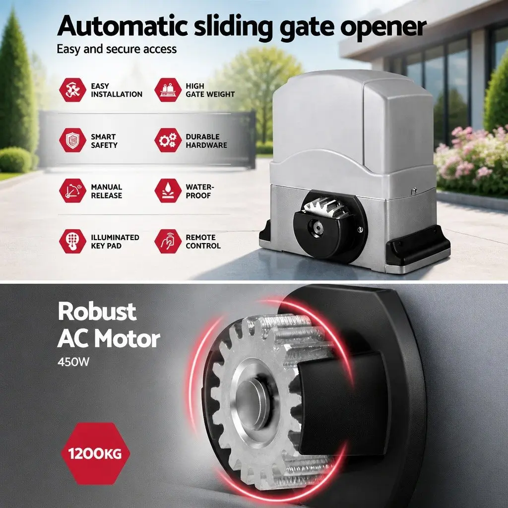 Electric Sliding Gate Opener Kit 4M 1200kg