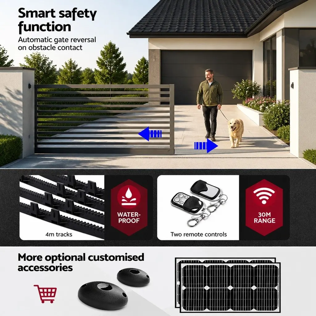 Electric Sliding Gate Opener Kit 4M 1200kg