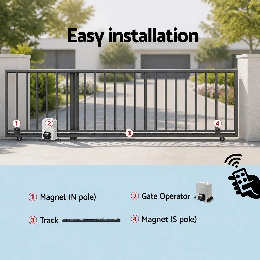 Electric Sliding Gate Opener Kit 4M 1200kg