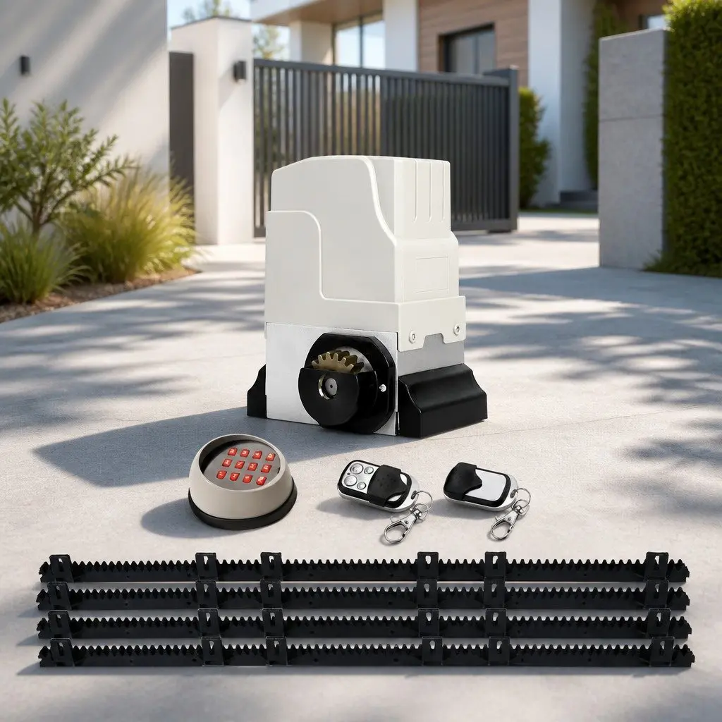 Automatic Sliding Gate Opener Motor Kit 4M Rail Remote Control Keypad