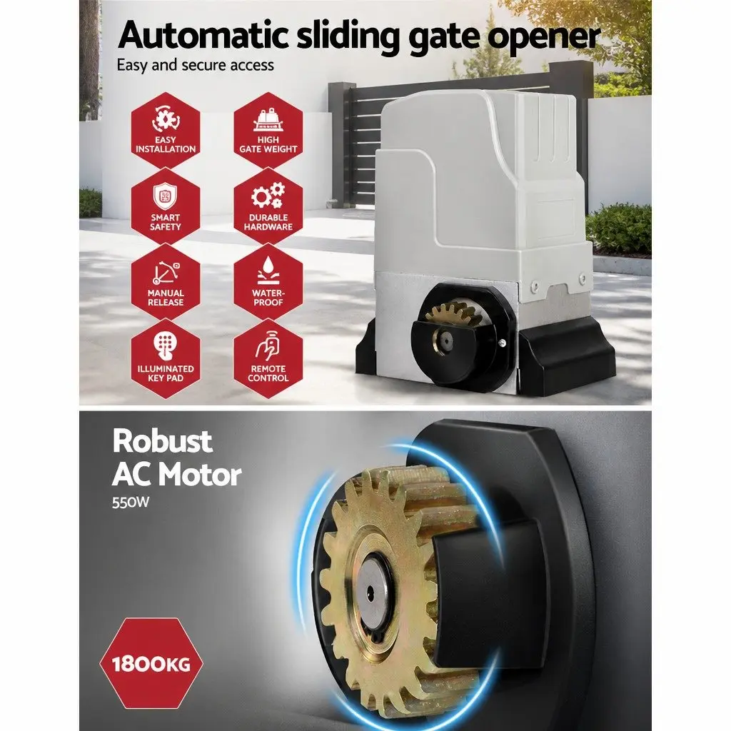 Heavy-Duty 230V AC Automatic Sliding Gate Opener Motor Kit