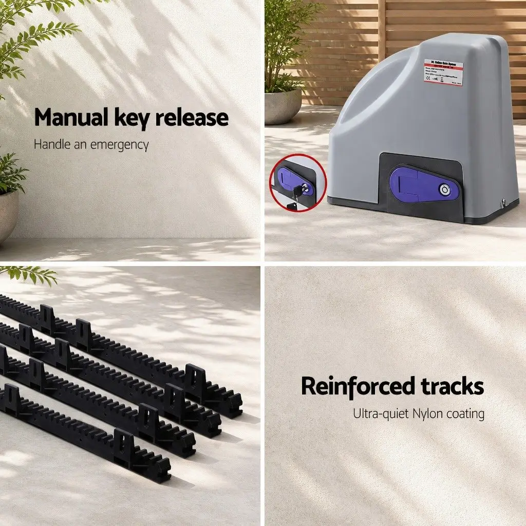 Electric Automatic Sliding Gate Opener Steel 4M Grey Remote Control