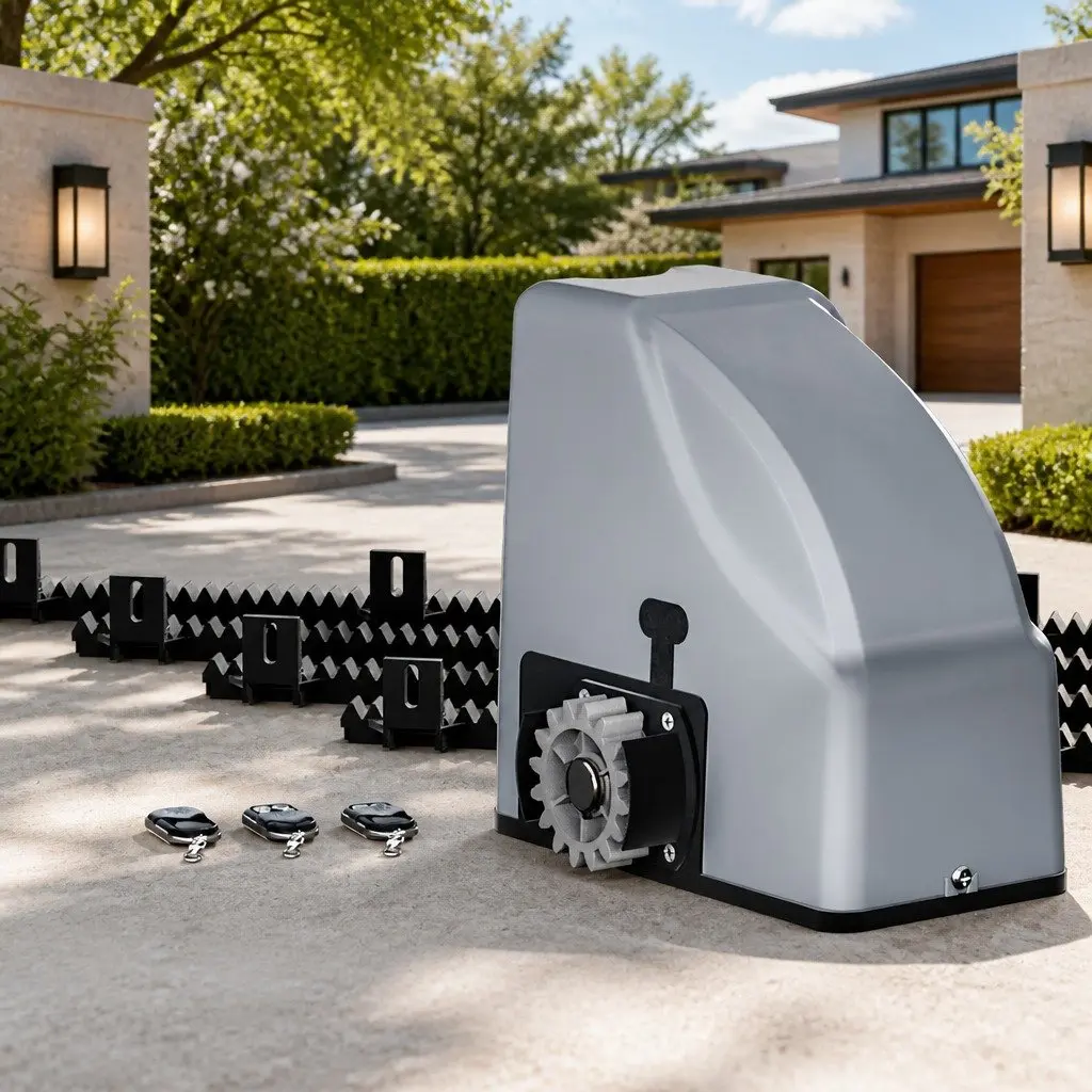 Electric Automatic Sliding Gate Opener Steel 4M Grey Remote Control