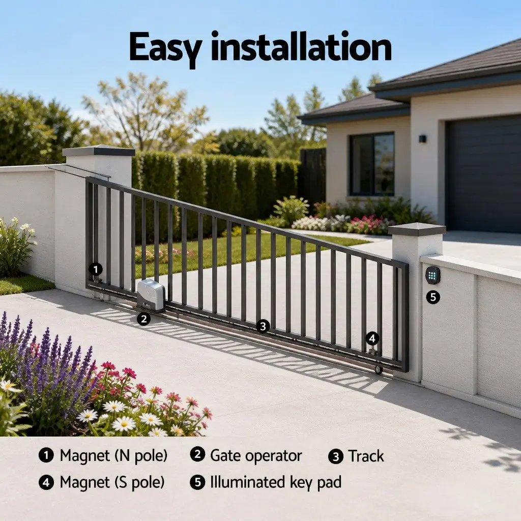 Electric Sliding Gate Opener Kit 800KG 6M Grey
