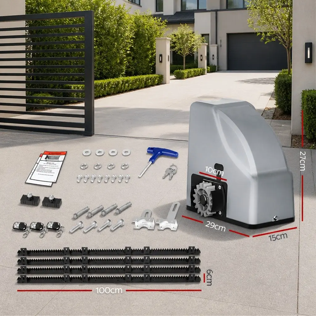 Electric Sliding Gate Opener 800KG Steel 4M Black
