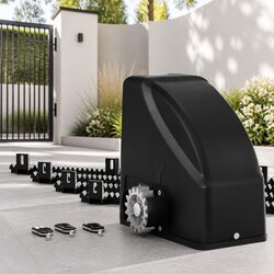 Automatic Sliding Gate Opener Kit 4M 600KG Solar Powered Remote Control Black