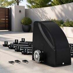 Automatic Sliding Gate Opener Kit 6M 600KG Solar-Powered with Remote Controls