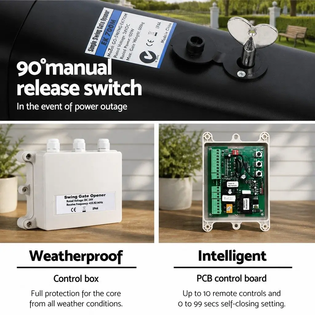 Single Swing Solar Gate Opener 500kg with Remote Control Kit