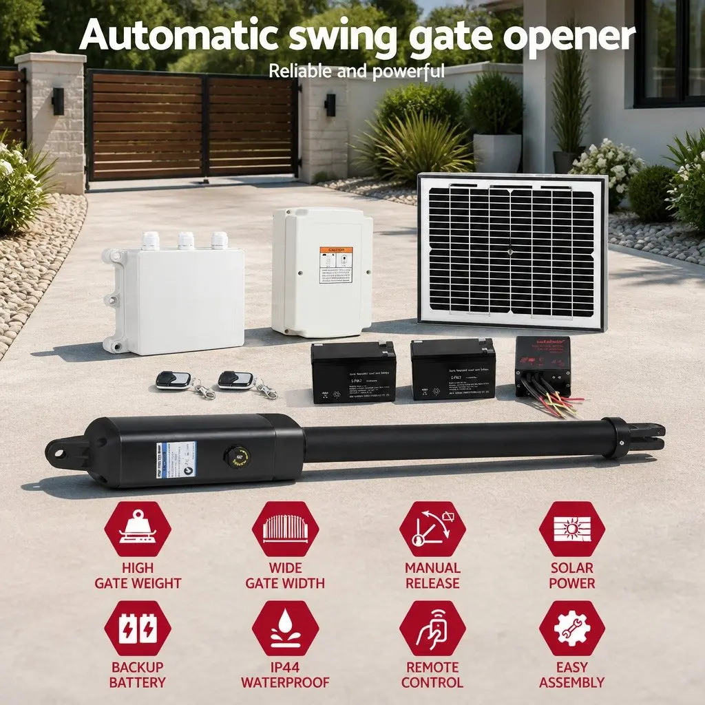 Solar Powered Gate Opener Aluminium 500KG White