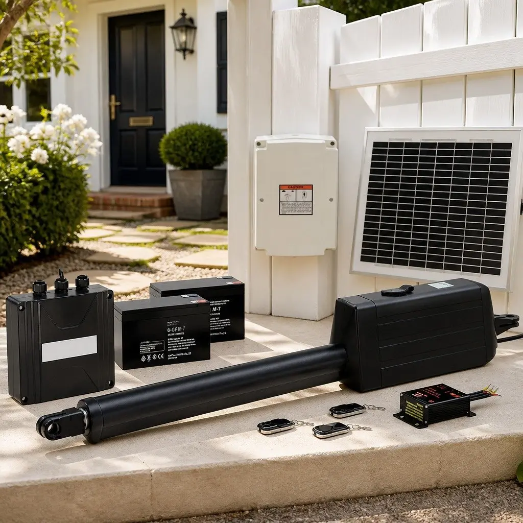 Solar Powered Automatic Gate Opener Electric 10W Control System Black