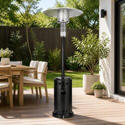 Gas Patio Heater 11-13.5kW Outdoor Freestanding Portable Stainless Steel Black