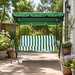 3-Seater Outdoor Swing Chair with Adjustable Canopy