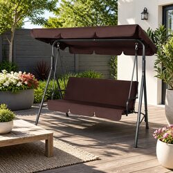 Durable 3 Seater Outdoor Swing Chair with Canopy