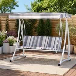 Durable 3-Seater Outdoor Swing Chair with Canopy