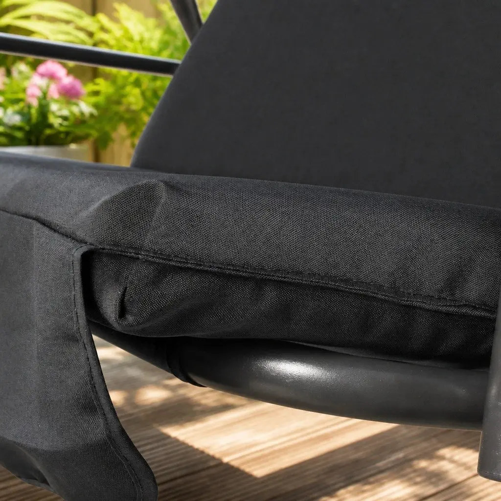 Outdoor Swing Chair Textilene Powder-coated Steel 3 Seater Black