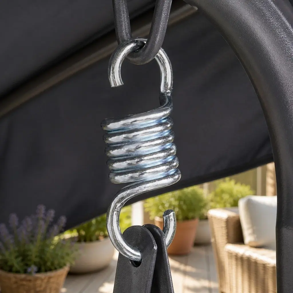 Grey Outdoor Swing Chair for Three with Adjustable Canopy