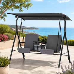 Durable 2-Seater Outdoor Swing Chair with Adjustable Canopy