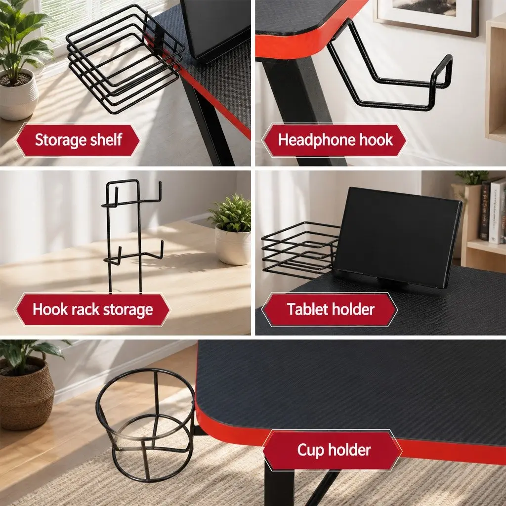 Gaming Desk with Two-Tier Storage