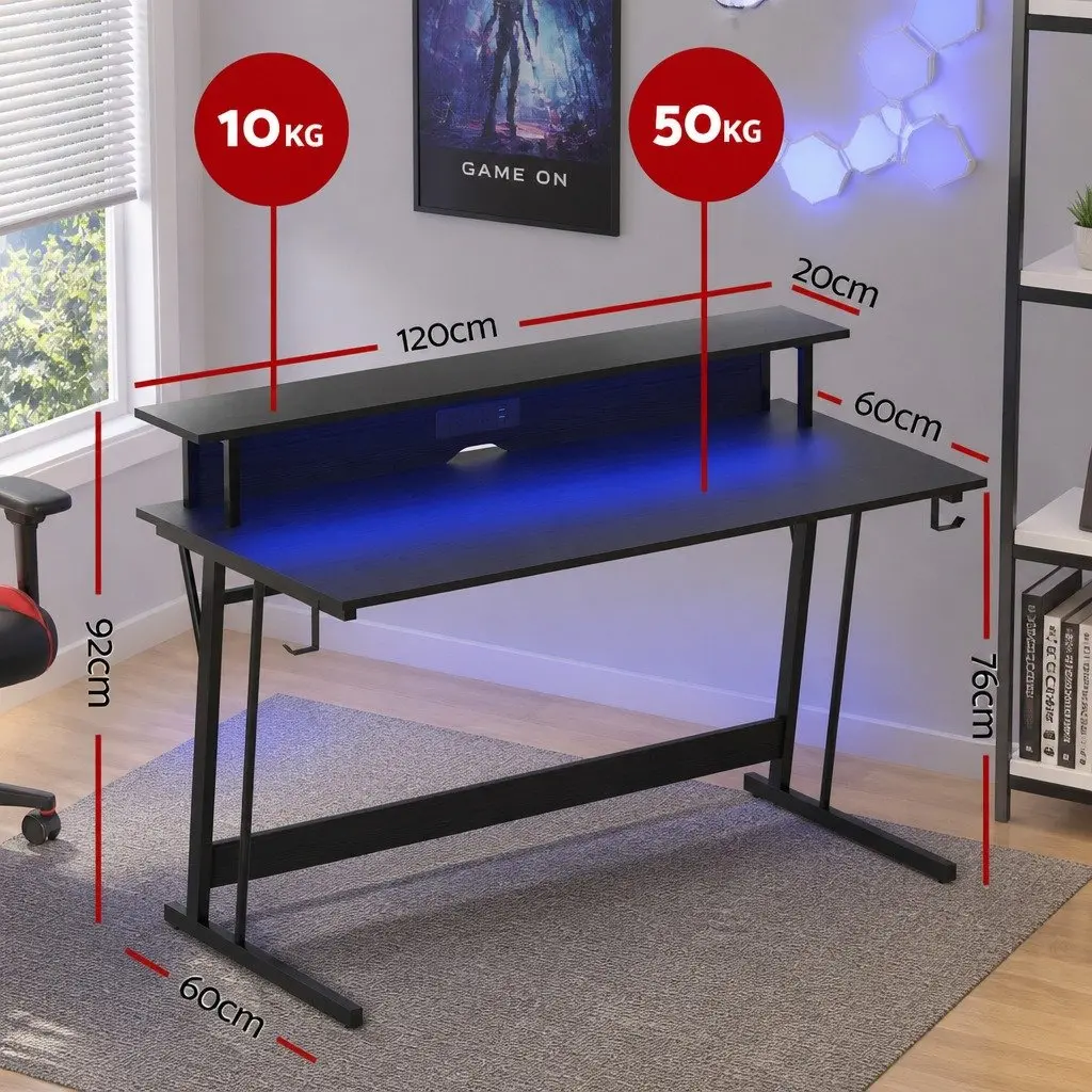 Gaming Desk Carbon Fibre Particle Board 120cm Black