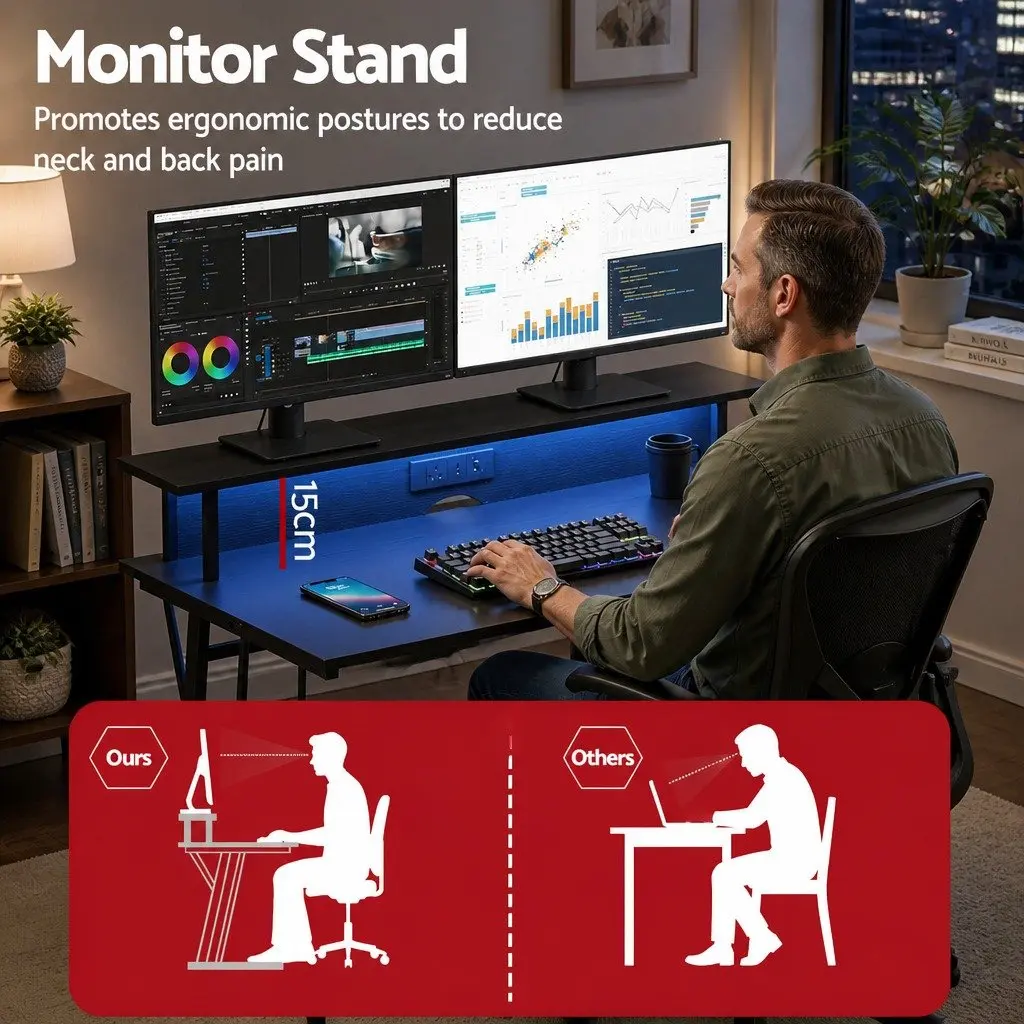 Gaming Desk Carbon Fibre Particle Board 120cm Black